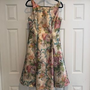 Adrianna Papell metallic gold floral dress